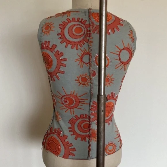 Project Alabama Hand top, hand stitched, beads, marked M but fits like XS - Picture 7 of 14